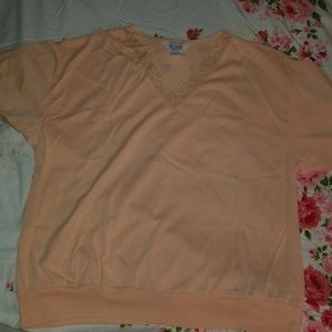 Peach shirt with lace detail